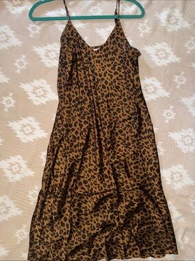 a new day Leopard-Print Slip Midi Dress — Brown/Black